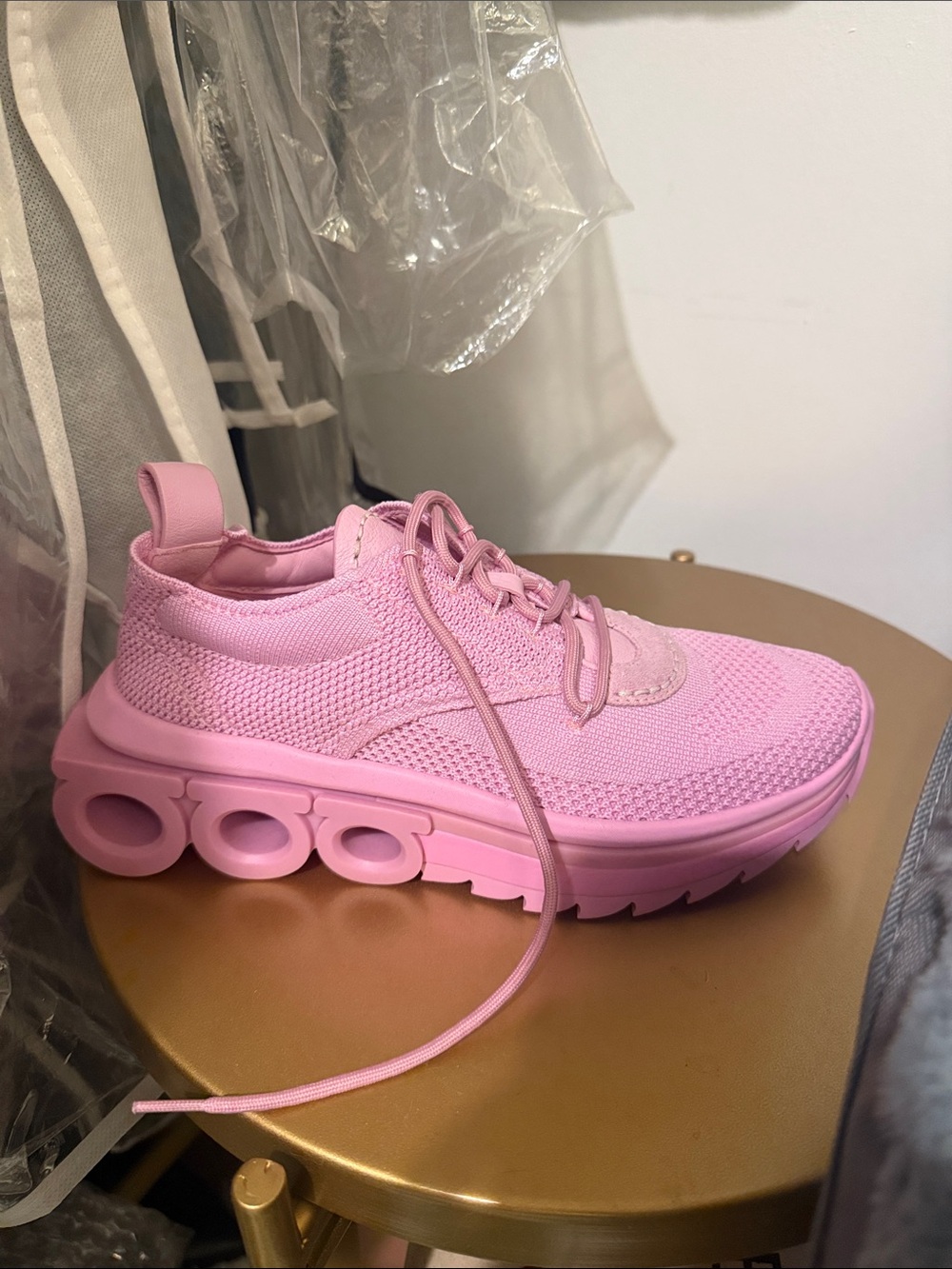 Salvatore Ferragamo Pink Knit Platform Sneaker 6